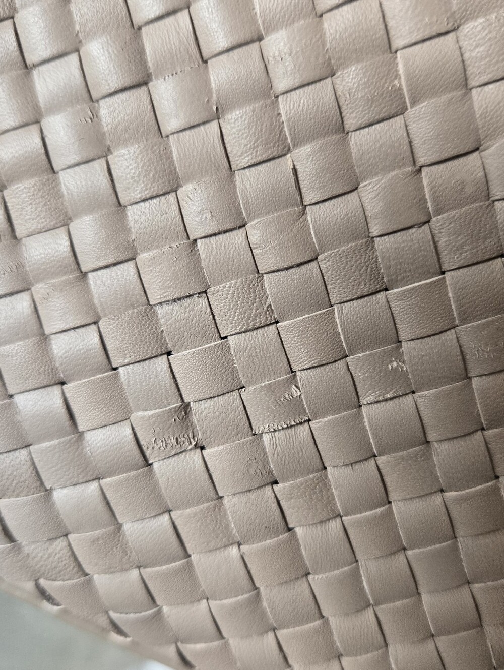 Sold Out Color Taupe Quince Handwoven Italian Leather Tote, 20", Beach, Work - Picture 10 of 13